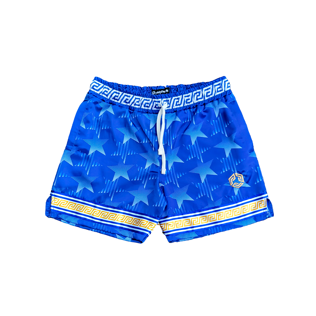 Star Spangled Satin Shorts - Royal / Gold