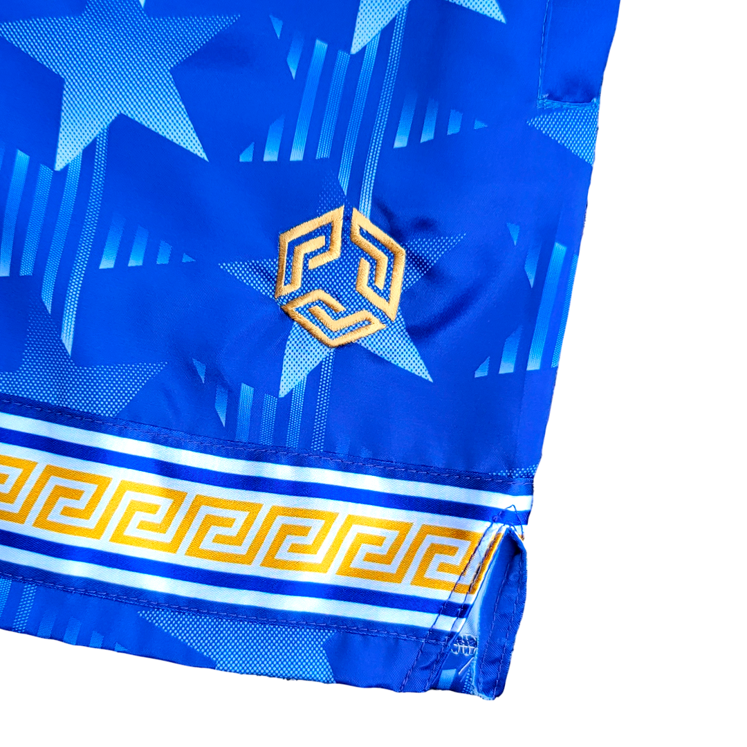 Star Spangled Satin Shorts - Royal / Gold