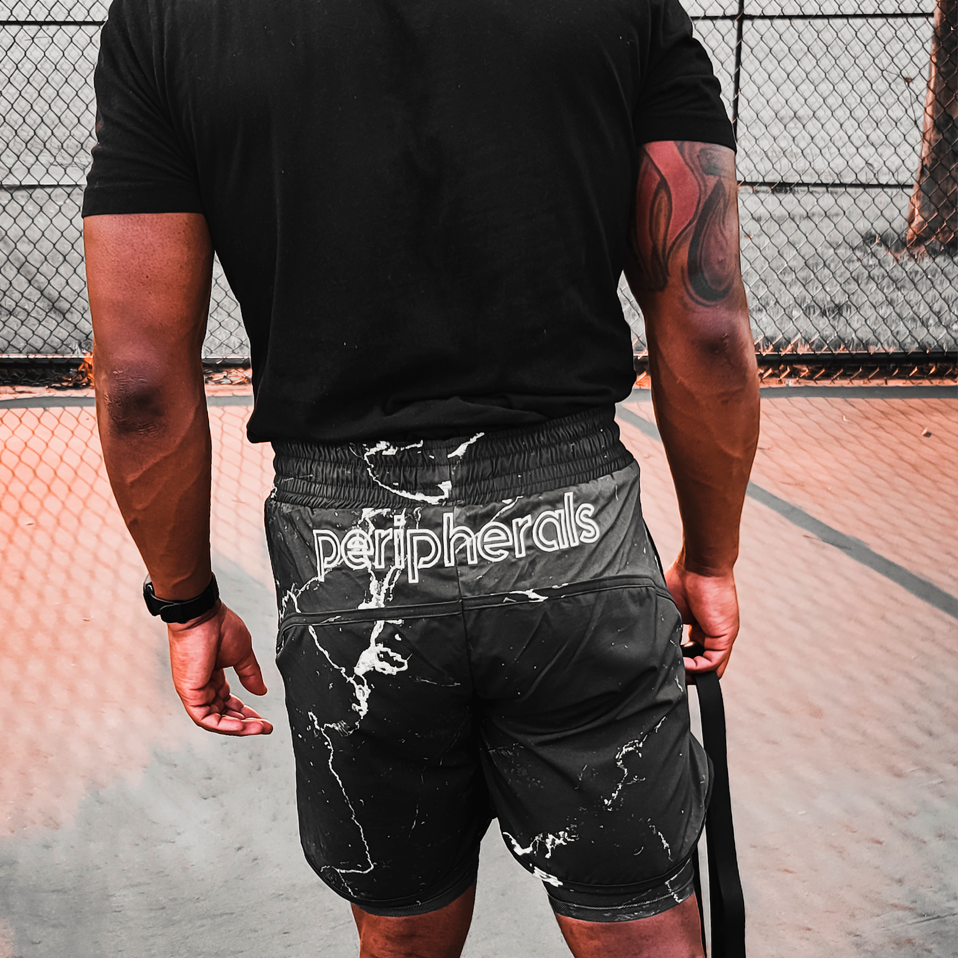 Spartan Training Shorts w Liner - Black Marble