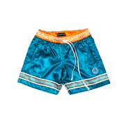The Satin Shorts - Teal / Tangerine