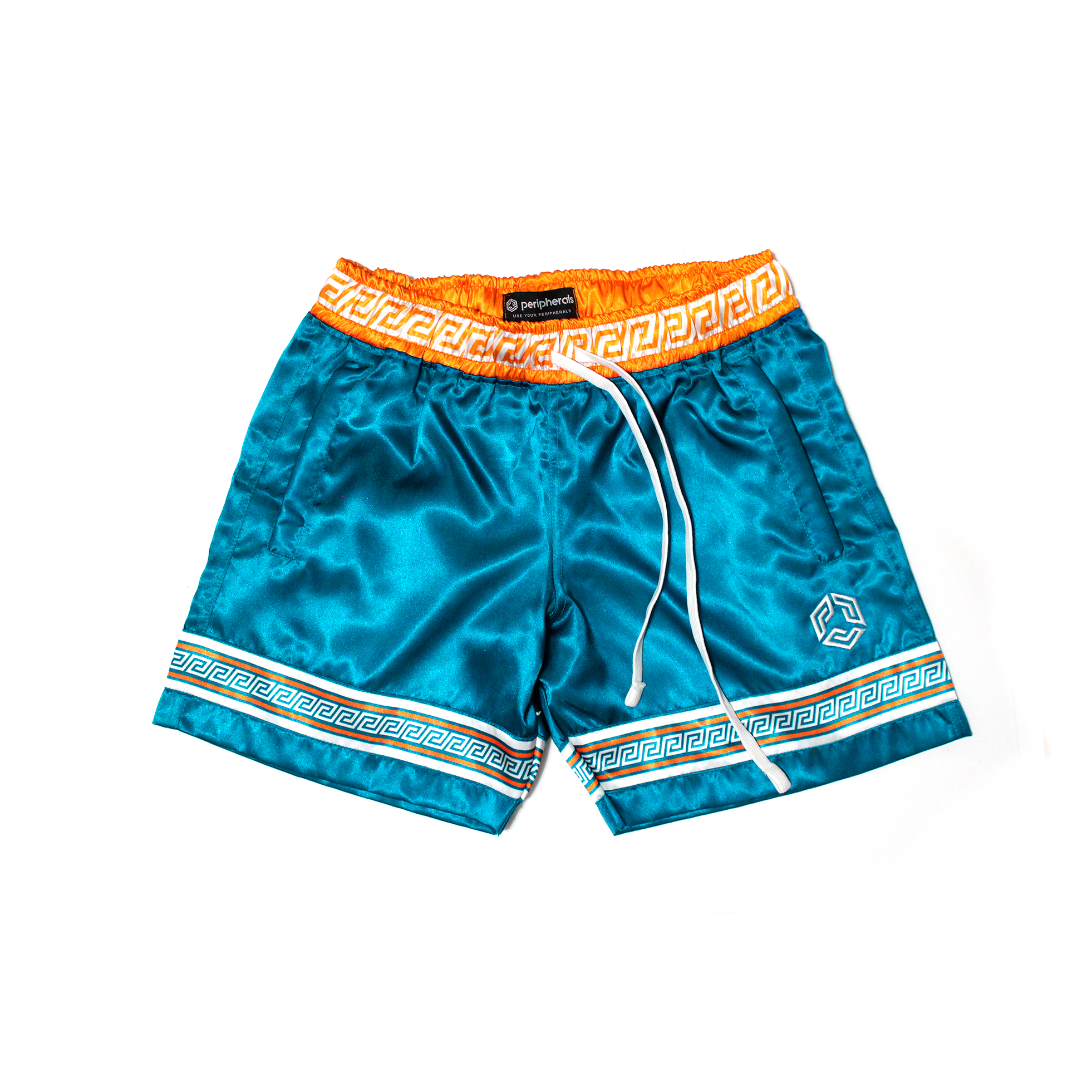 The Satin Shorts - Teal / Tangerine