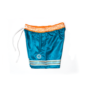 The Satin Shorts - Teal / Tangerine