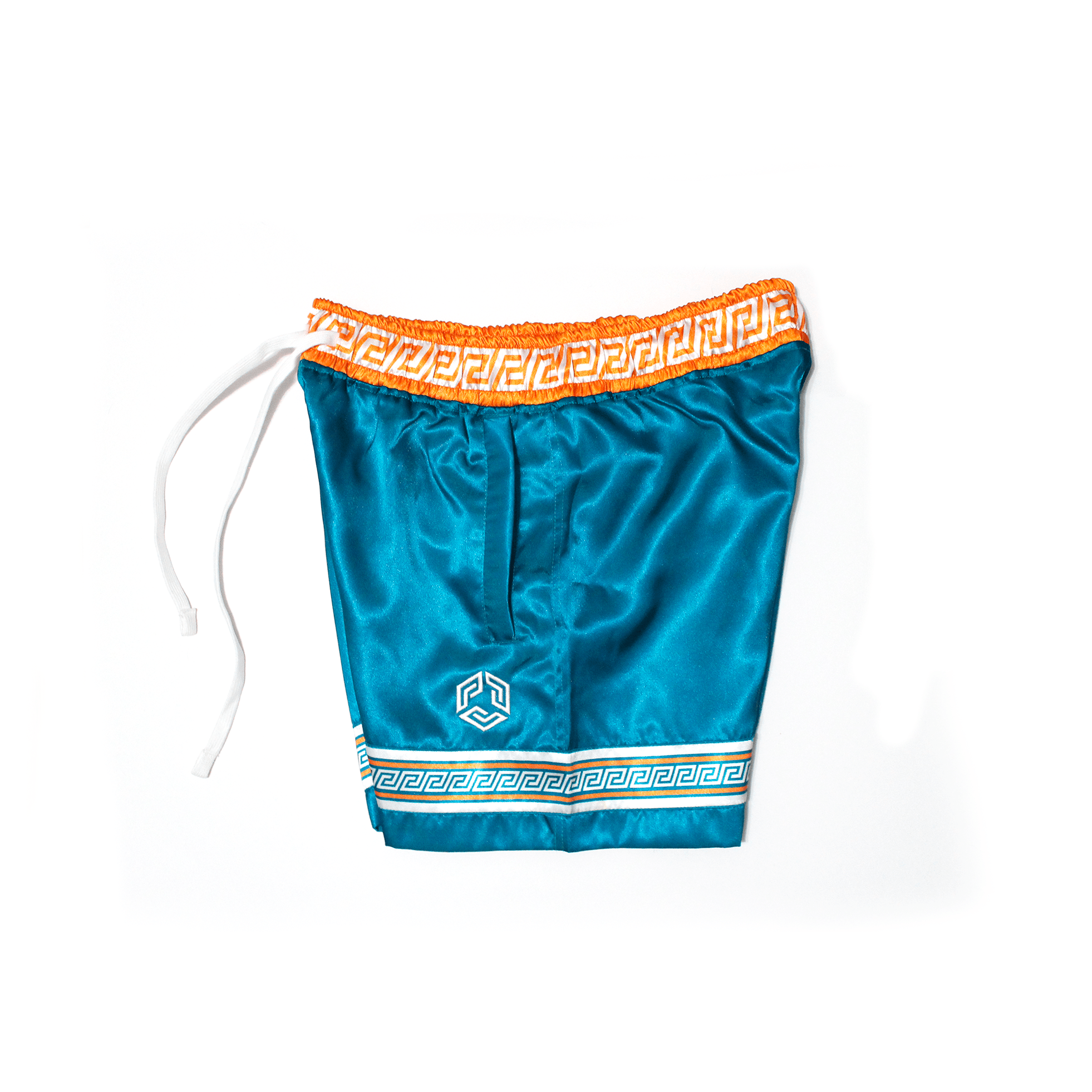 The Satin Shorts - Teal / Tangerine